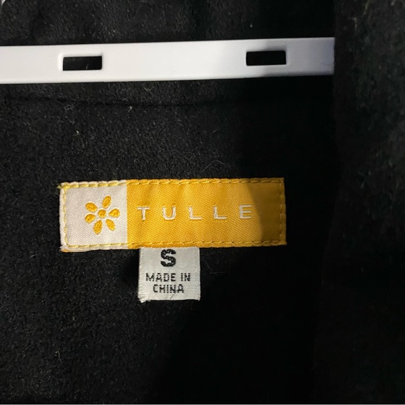 Anthropologie x Tulle Women's Black Wool Blend Polka Dot Lined Pea Coat - Picture 6 of 12